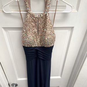 Long Elegant Gown   Blue and sparkle